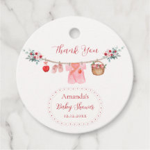 Rosa Mädchen Blumen Apfel Wäscheleine Baby Shower