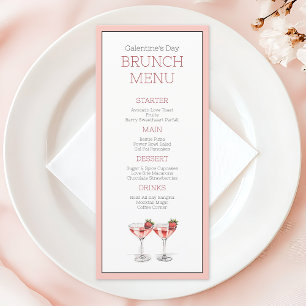 Rosa Mädchen-Cocktail-Galentine's Day-Brunch-Party Menükarte