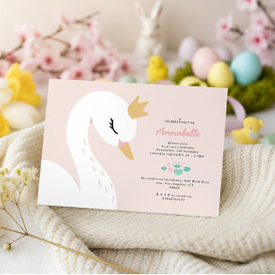 Rosa Mädchen elegant niedlich schön Schwan Kinder- Einladung