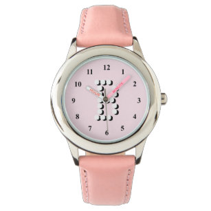 Rosa Mädchen gucken   personalisierter Buchstabe B Armbanduhr