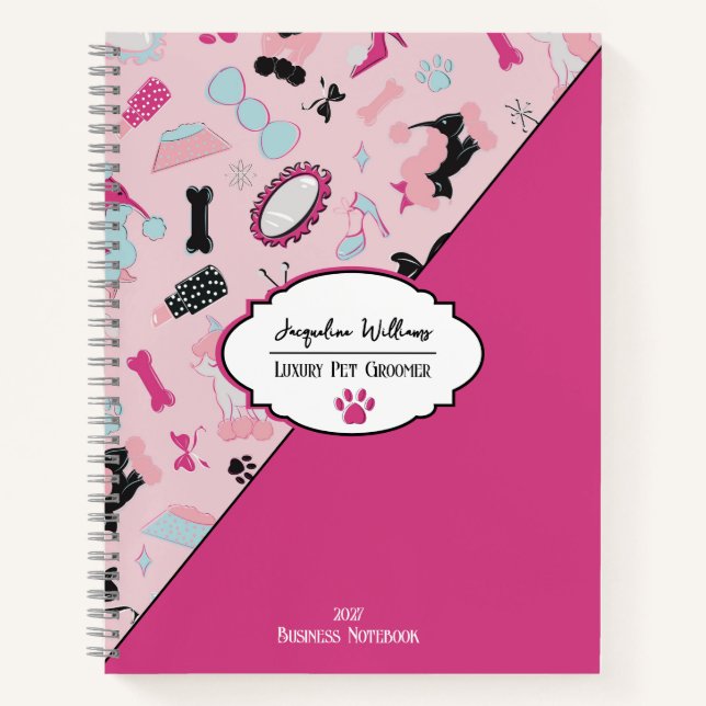 Rosa Mädchen-Mid-Century-Tierpfleger Notizbuch (Vorderseite)
