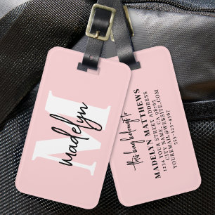 Rosa Mädchen-Name Monogramm Gepäckanhänger