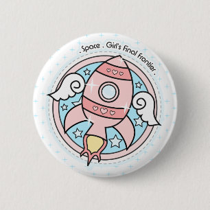 Rosa Mädchen Rocketship Button