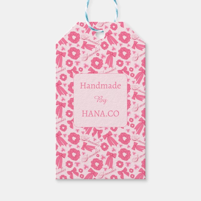 Rosa Mädchen-Schals-Muster Süßes Haar-Accessoire  Geschenkanhänger (Vorderseite)