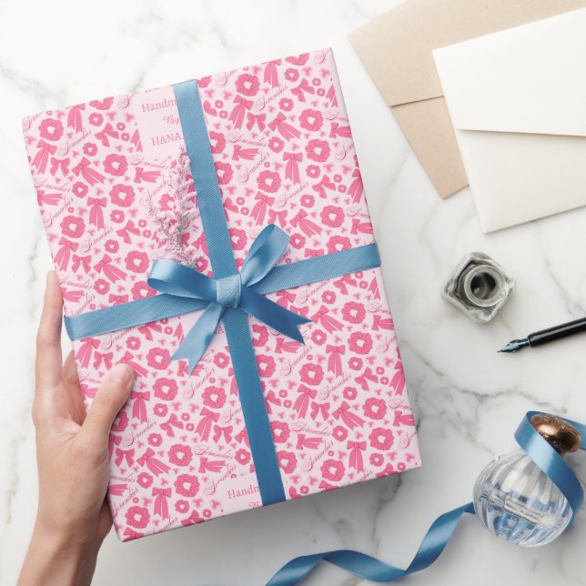 Rosa Mädchen-Schals-Muster Süßes Haar-Accessoire  Geschenkpapier (Schenken)