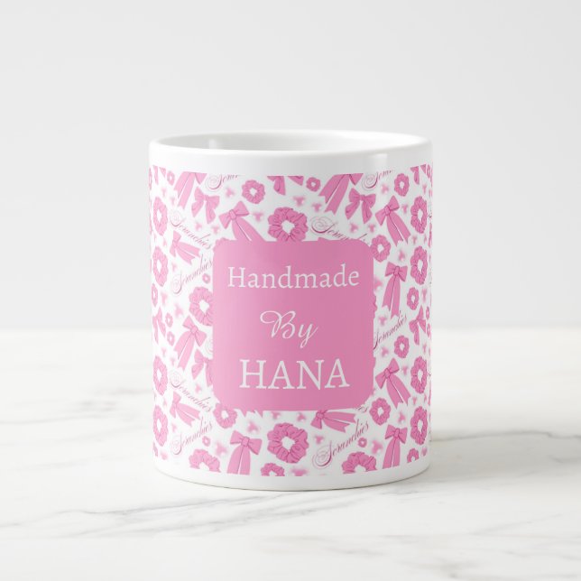 Rosa Mädchen-Schals-Muster Süßes Haar-Accessoire  Jumbo-Tasse (Vorderseite)