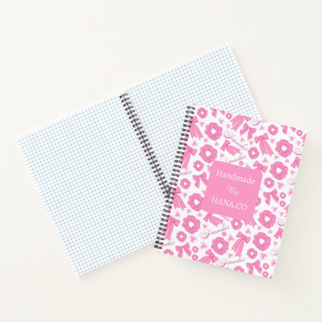 Rosa Mädchen-Schals-Muster Süßes Haar-Accessoire  Notizbuch (Innenseite)