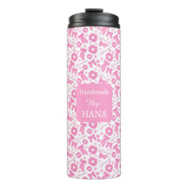 Rosa Mädchen-Schals-Muster Süßes Haar-Accessoire Thermosbecher