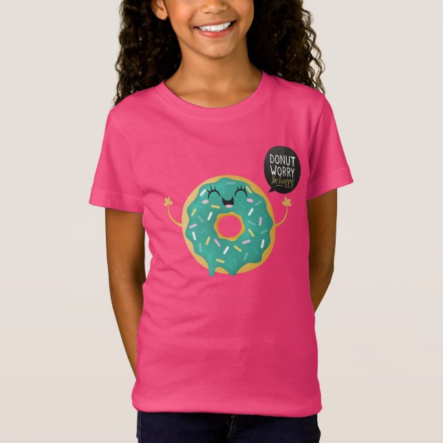 Rosa Mädchen-Shirt-ist niedliche Krapfen-Sorge T-Shirt (Vorderseite)