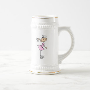 Rosa Mädchen-Stockfigur-Eisläuferin Bierglas