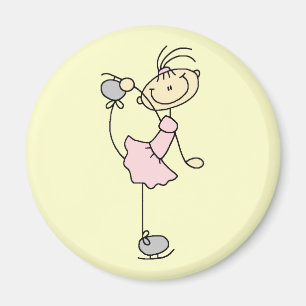 Rosa Mädchen-Strichmännchen-Eis-Skater Magnet
