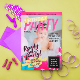 Rosa Magazin Cover Look | KINDERGEBURTSTAG PARTY Einladung