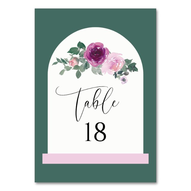 Rosa Magenta Floral Ivory Bogen  Tischnummer (Vorderseite)