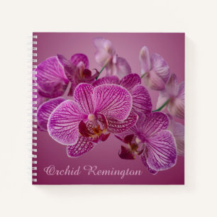 Rosa Magenta Orchid-Blume Monogramm Notizbuch