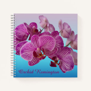 Rosa Magenta Orchid-Blume Monogramm Notizbuch