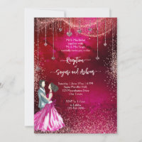 Rosa Magenta Rose Gold Glitzer Hochzeitsempfang