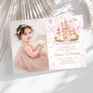Rosa Magische Prinzessin Burg Foto Einladung