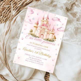 Rosa Magische Prinzessin Burg Geburtstag Einladung