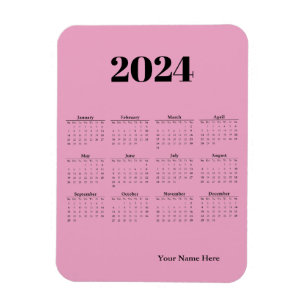 Rosa Magnetkarte für den Kalender 2024 Magnet