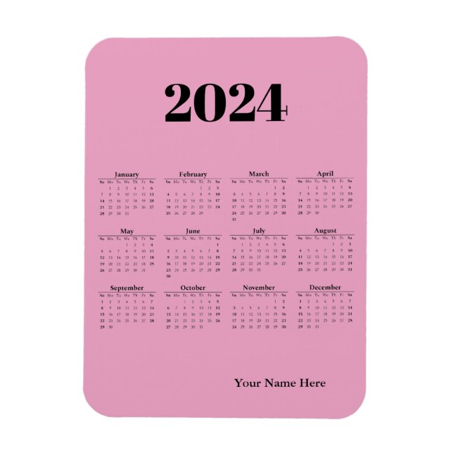 Rosa Magnetkarte für den Kalender 2024 Magnet (Vertikal)