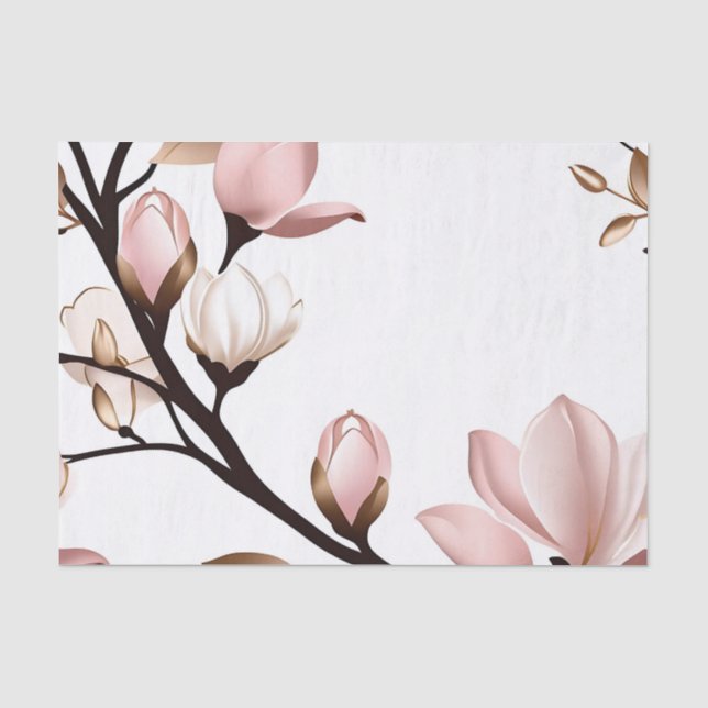 Rosa Magnolia auf Weiß Seidenpapier (Vorderseite)
