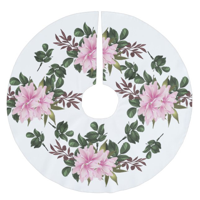 Rosa Magnolia-Baumrock Polyester Weihnachtsbaumdecke (Vorderseite)