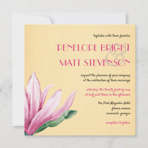 Rosa Magnolia-Blume   Antiquariat   Hochzeit Einladung