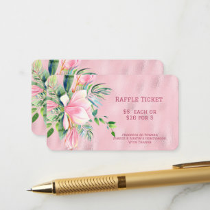 Rosa Magnolia-Blume auf dem rosa Foil Raffle Begleitkarte