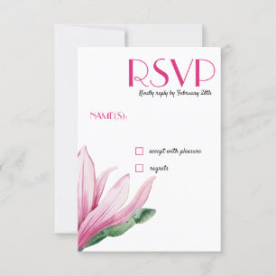 Rosa Magnolia-Blume in Blüte Hochzeit RSVP Einladung