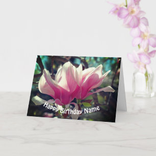Rosa Magnolia Blume Personalisiert Geburtstag Karte