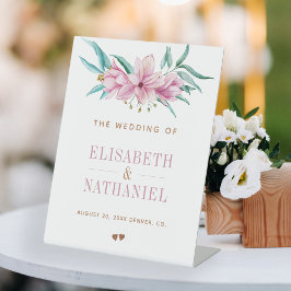 Rosa Magnolia Frühling Garten Hochzeitsempfang Zei Sockelschild