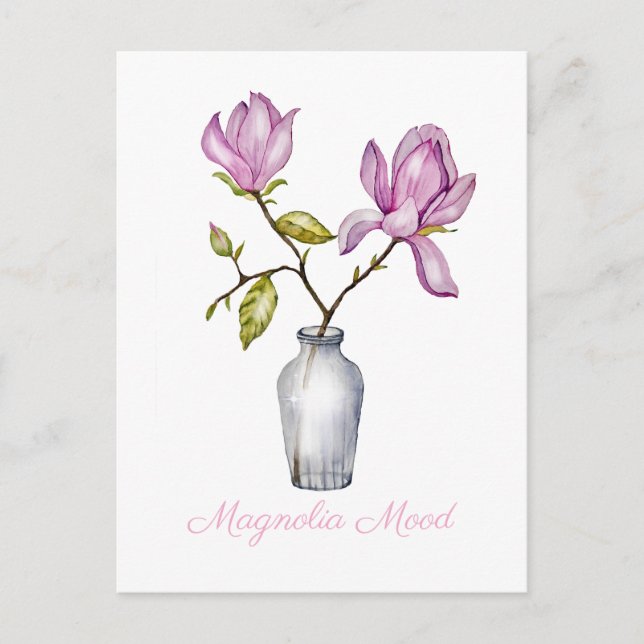 Rosa Magnolia Postkarte (Vorderseite)