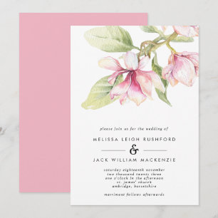 Rosa Magnolias Blumenzwiebeleinladung Einladung