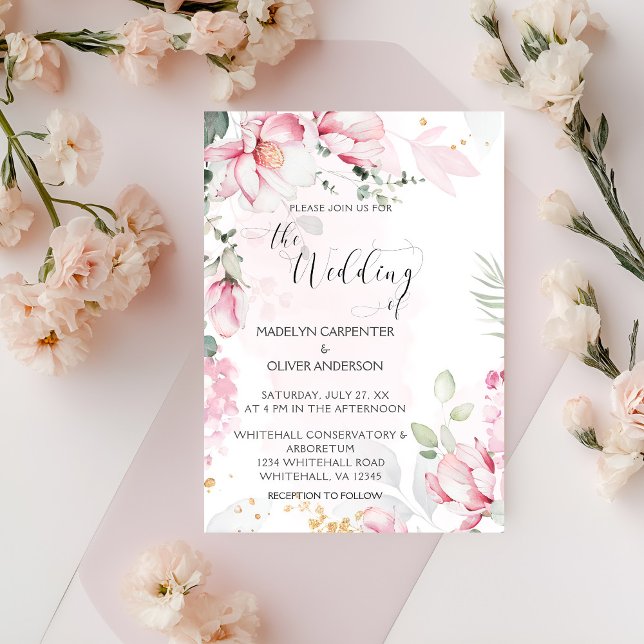 Rosa Magnolias Hochzeitseinladung Einladung (Von Creator hochgeladen)