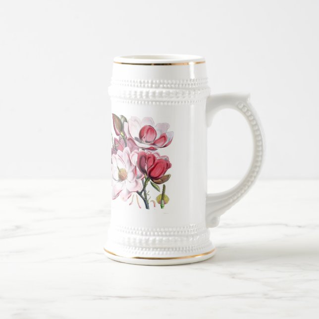 Rosa Magnolien-Blumen Bierglas (Rechts)