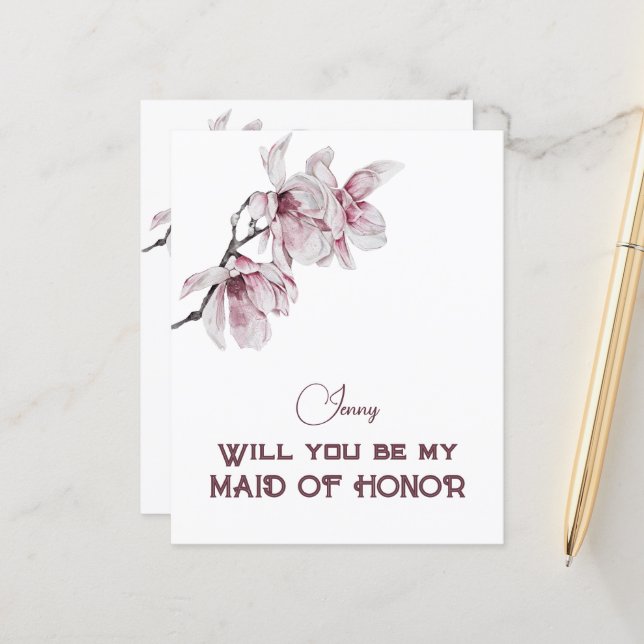 Rosa Magnolien werden Sie Trauzeugin sein (Vorderseite/Rückseite Beispiel)