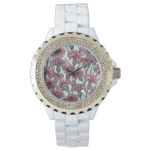 Rosa Maisblumen, weiße Blume Armbanduhr