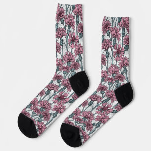Rosa Maisblumen, weiße Blume Socken