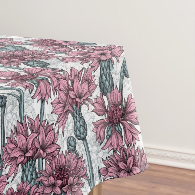 Rosa Maisblumen, weiße Blume Tischdecke (Beispiel)