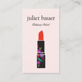 Rosa Makeup Artist Floral Lipstick Logo Schönheit Visitenkarte