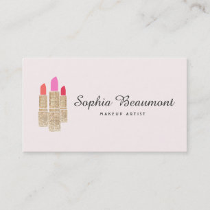Rosa Makeup Artist Gold-Sequenzen Lipstick Schönhe Visitenkarte