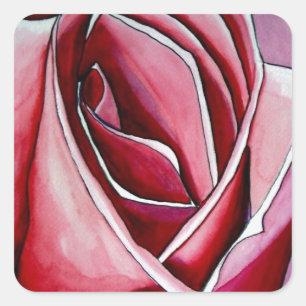 Rosa Makro Blumen Aquarell abstrakte Kunst Quadratischer Aufkleber