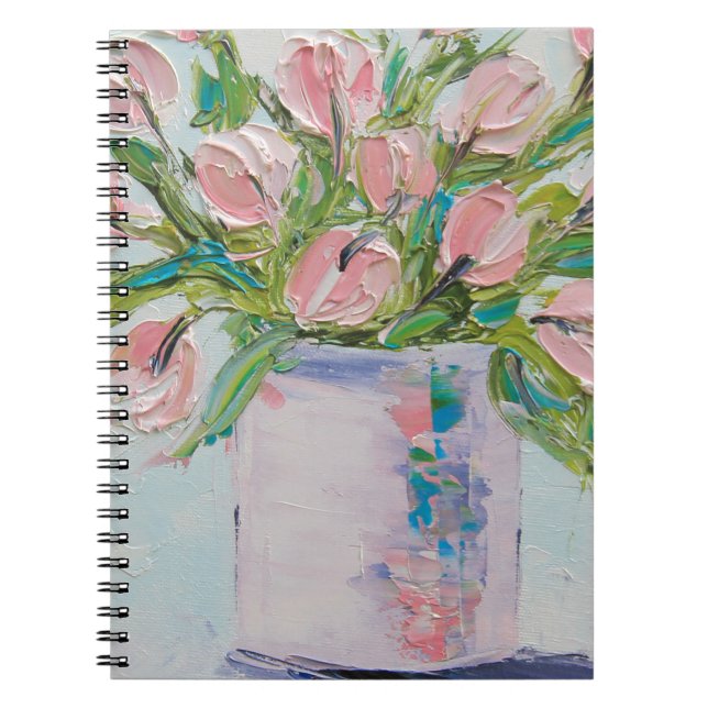 Rosa malende Tulpen, Tulpe-Kunst, strukturierte Notizblock (Vorderseite)