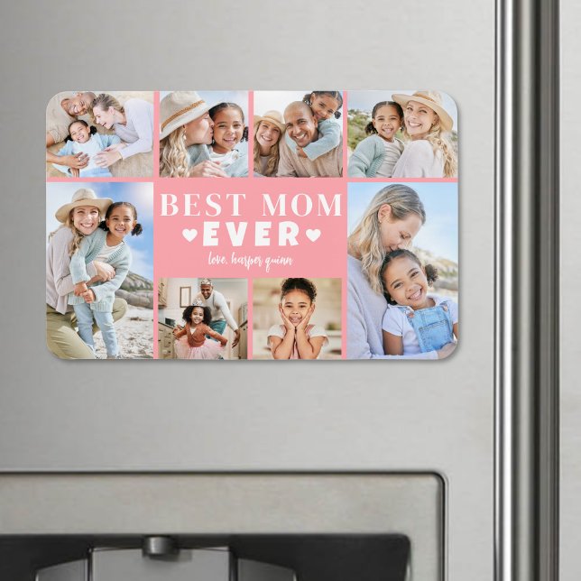 Rosa Mama-Fotocollage Magnet (Pink Mom Photo Collage Magnet )