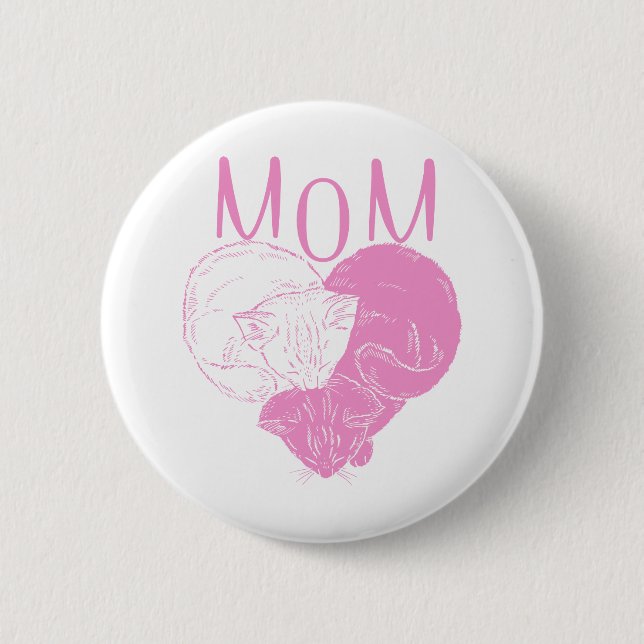 Rosa MAMA Herzkatzen Button (Vorderseite)