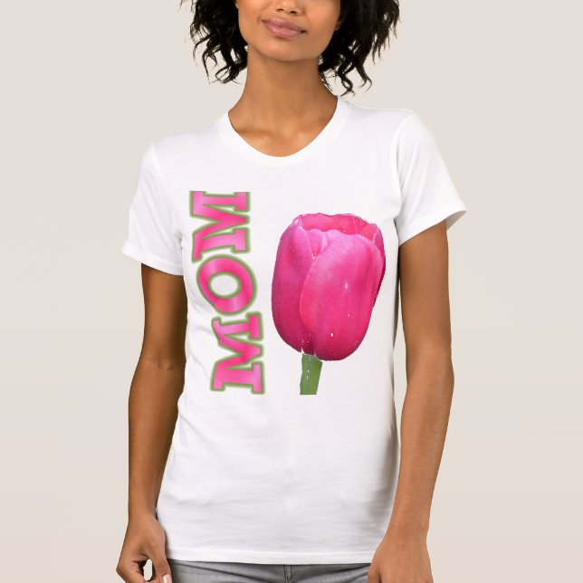 Rosa Mama mit rosa Tulpe T-Shirt (Vorderseite)