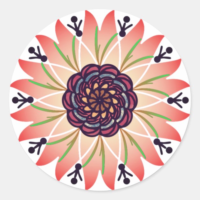 Rosa Mandala-Blume Runder Aufkleber (Vorderseite)