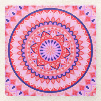 Rosa Mandala Boho Lebendiges Liebes-Geometrisches  Glasuntersetzer