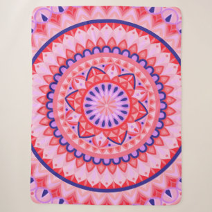 Rosa Mandala Boho Lebendiges Liebes-Geometrisches  Sherpadecke