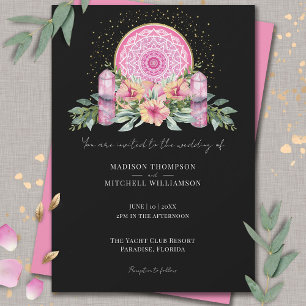 Rosa Mandala Crystals Metaphysische Hochzeit Einladung